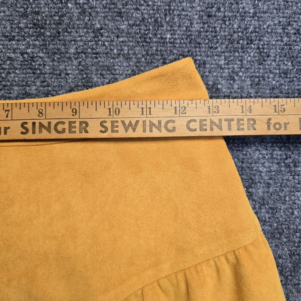 by Anthropologie Yoked Faux Suede Maxi Boho Skirt Size XS Marigold Yellow - Picture 10 of 11
